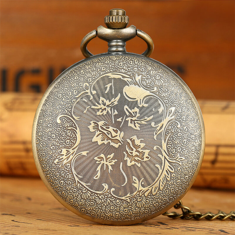 Antigo bronze veículos agrícolas design relógio de bolso quartzo algarismos árabes retro exibição camisola colar pingente relógios