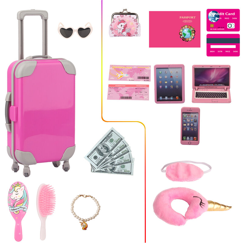 Een Pack = 20 Pcs Amerikaanse 18 Inch Meisje Pop Accessoires Set Speelgoed Meisje Gift Travel Kit Set Voor 43Cm Pasgeboren Baby, rusland, Bjd Pop