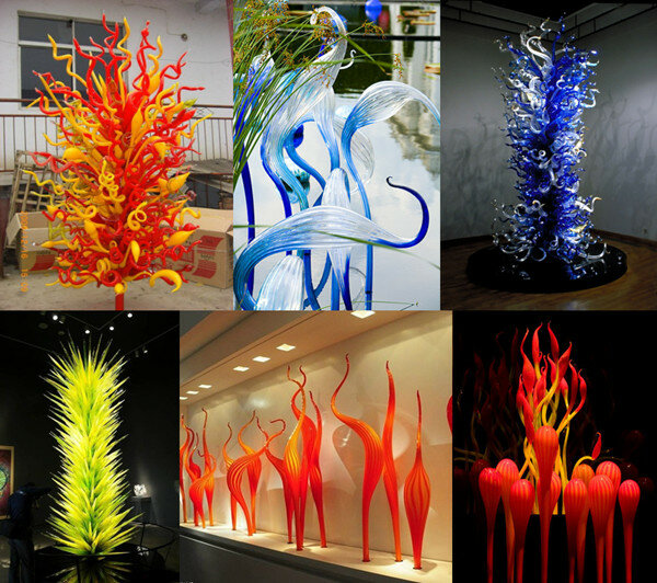 Lámpara de pie de cristal de Murano, escultura artística de cristal con diseño de flor grande, gran oferta