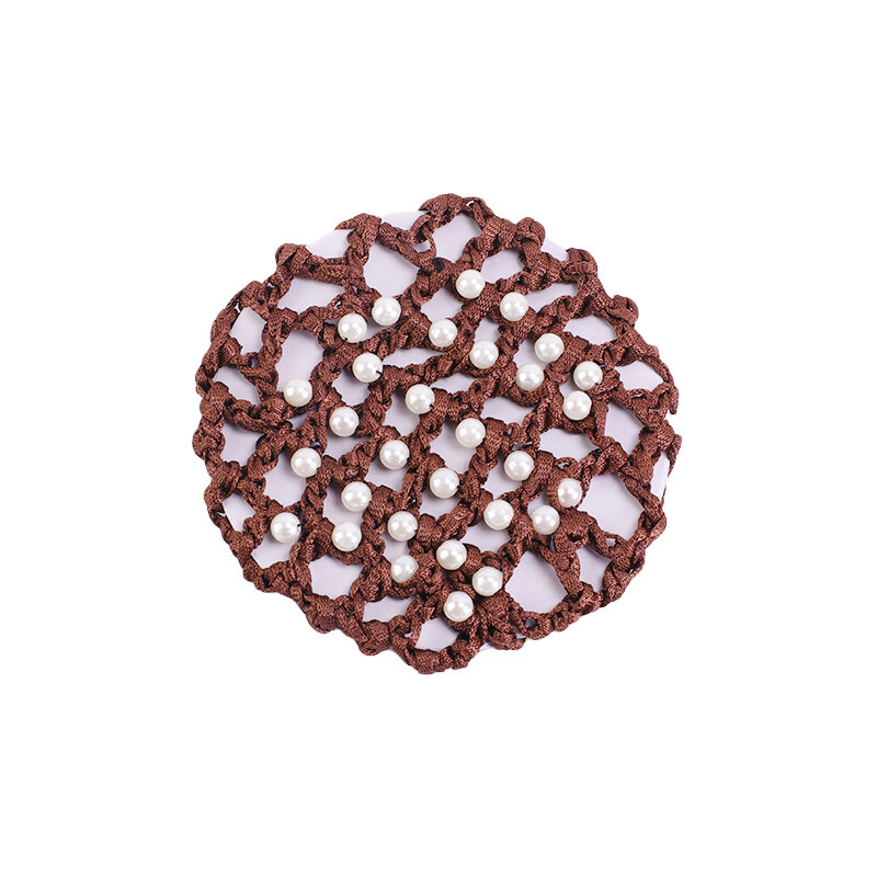 Filet à cheveux élastique pour femmes et filles, ensemble de couverture de chignon coloré avec perles décoratives, accessoires de livraison directe