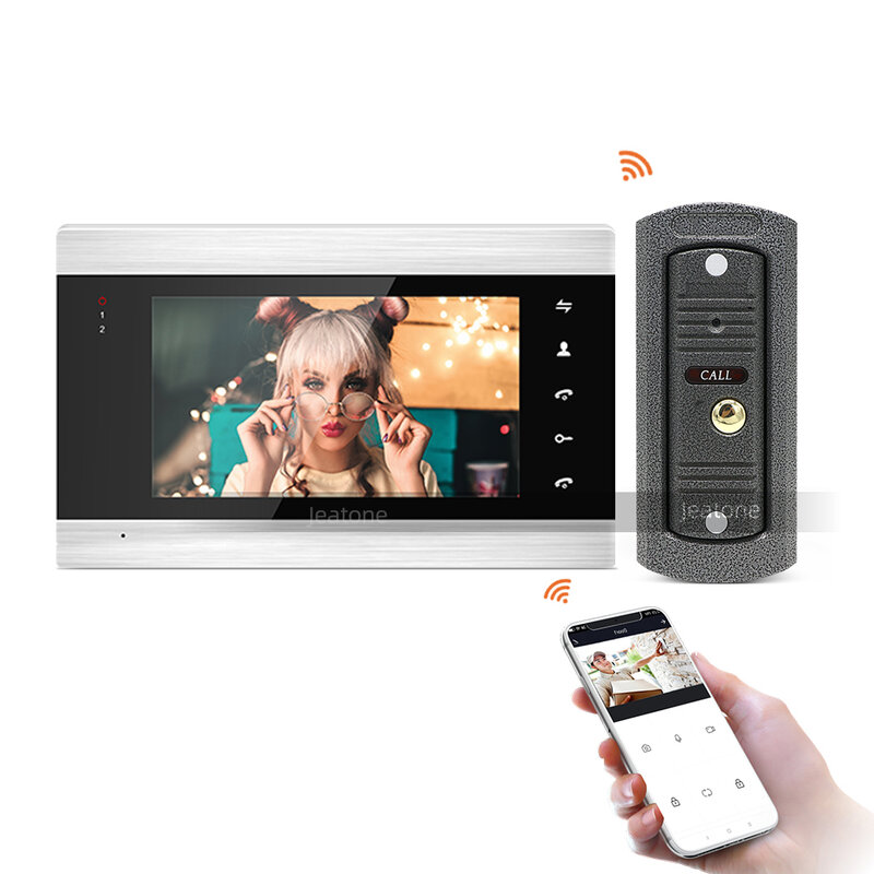 Jeatone Tuya Smart Video Intercom Taste Türklingel Unterstützung WiFi Fernbedienung entsperren Tür Telefon mit Kamera 84201 schwarz