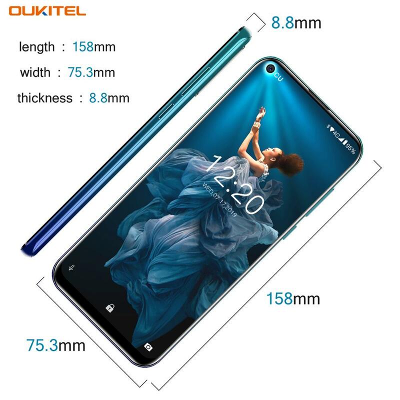 OUKITEL C17 Pro 6.35"19.5:9 Android 9.0 Mobile Phone MTK6763 Octa Core 4G RAM 64G ROM Dual 4G LTE Rear Triple Cameras Smartphone