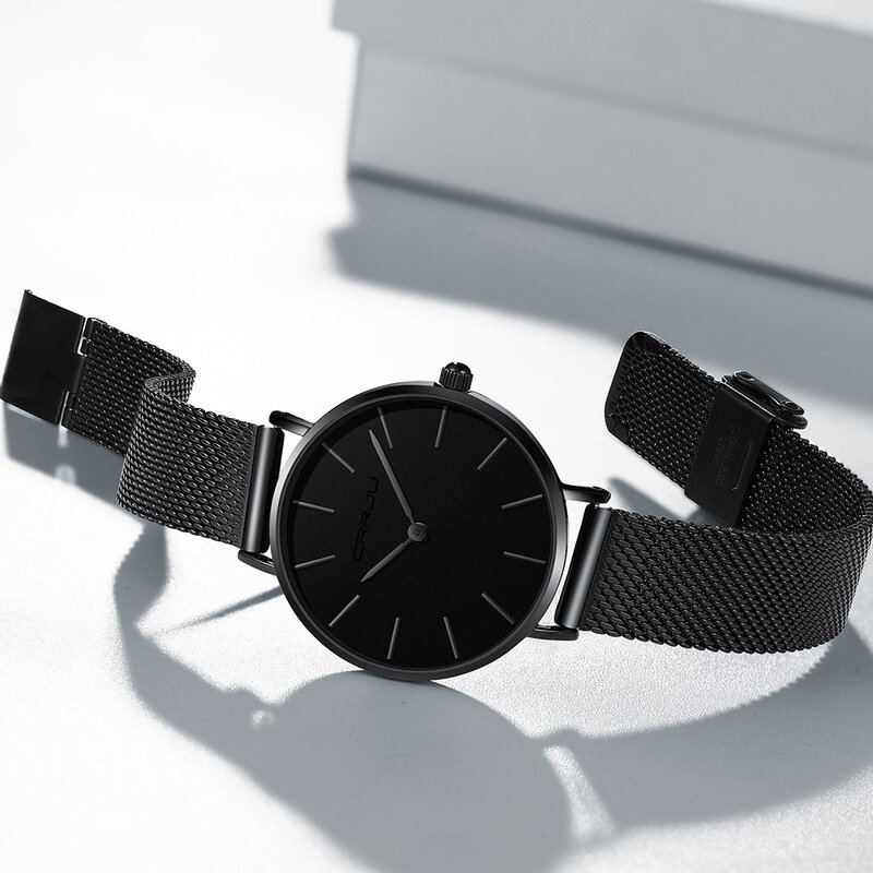 CRRJU – montre de luxe pour homme et femme, bracelet Simple et élégant, en acier inoxydable, étanche, à Quartz, nouvelle collection