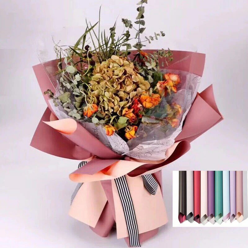 20ชิ้น/เซ็ต40*45ซม.2-Tone ดอกไม้กระดาษบรรจุภัณฑ์ห่อของขวัญหัตถกรรมกระดาษ Florist ห่อกระดาษดอกไม้ช่อดอก...