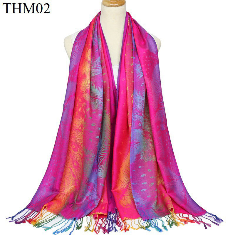 Écharpe en coton jacquard à fleurs colorées pour femmes, écharpes rondes pashmina, châle bohème féminin, foulard hijab, design pour dame, chaud, hiver
