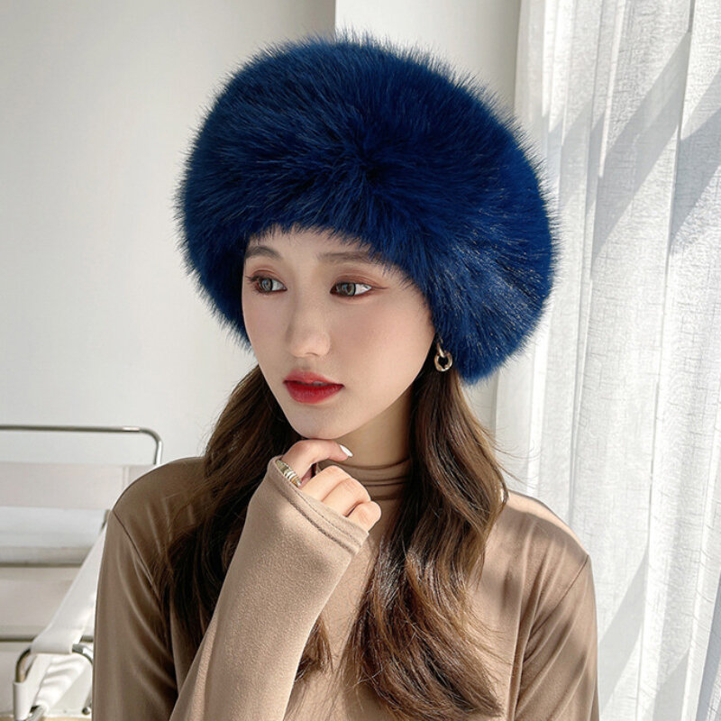 HT4003ขนสัตว์หมวกผู้หญิงอบอุ่นหิมะสกีหมวกหญิง Faux Fox Fur Bomber หมวก Lady Windproof หมวกฤดูหนาวสำหรับผู้หญิงหมวกรัสเซีย Ushanka