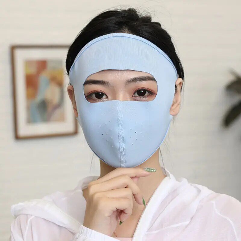 Mascarilla de protección solar Unisex, máscara transpirable de seda de hielo de verano con protección UV, respirador lavable de Color sólido con elásticos para las orejas