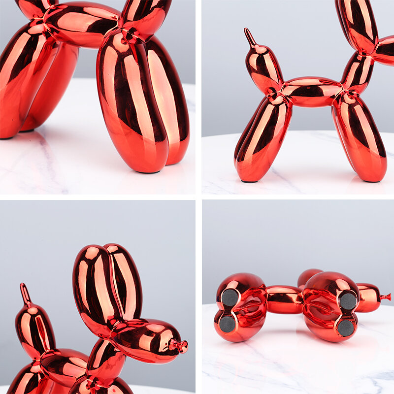 Kerajinan Anjing Resin Electroplated Balon Nordic Ornamen Anjing Patung Anak Anjing Dekorasi Rumah Ruang Tamu Desktop Patung Hewan Modern