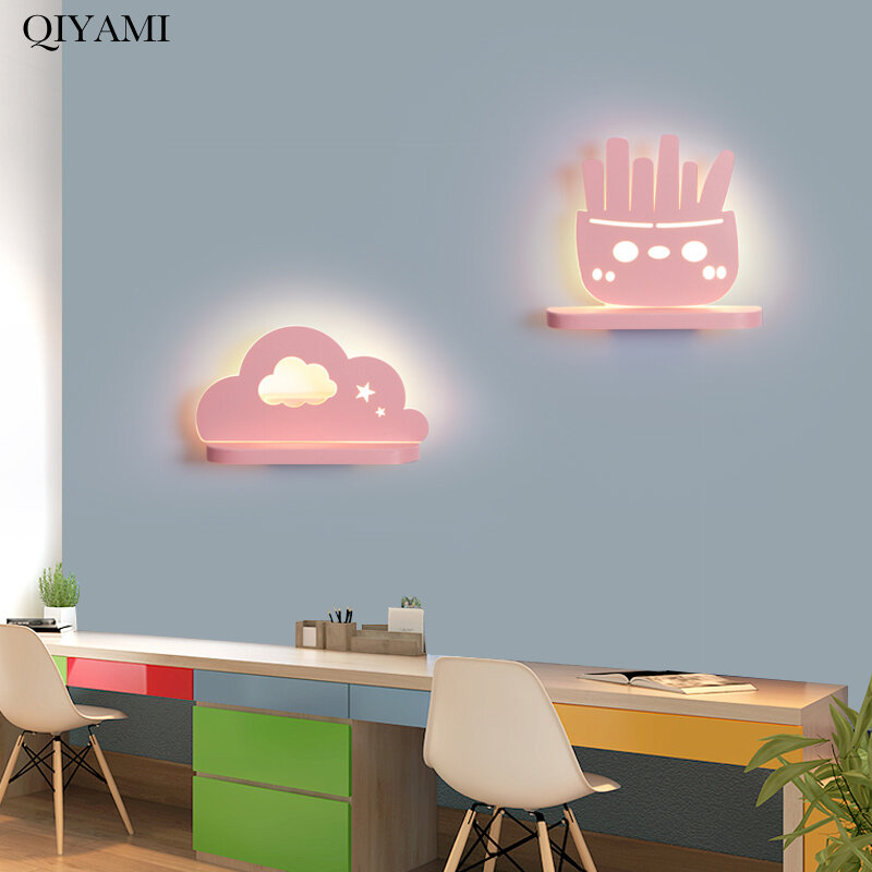 Lámpara de pared LED de dibujos animados para habitación de niños, luces decorativas de Interior para dormitorio, cabecera, pasillo, porche, bonita y moderna