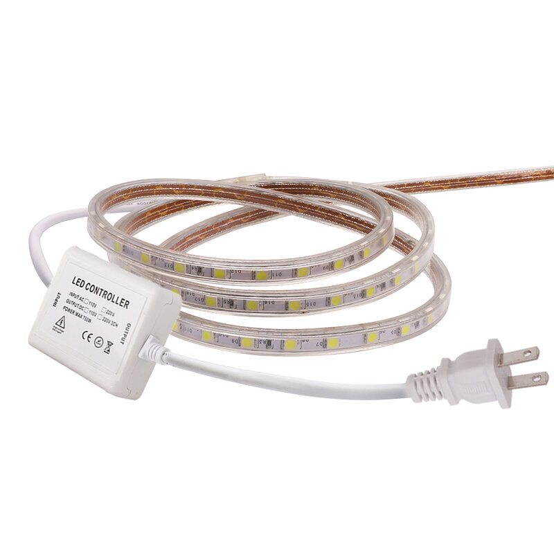 220V 110V 5050 LED Strip รีโมทคอนโทรล60LED/M เทป LED ยืดหยุ่น Ribbon ตกแต่งบ้านกันน้ำ EU/US/UK Plug