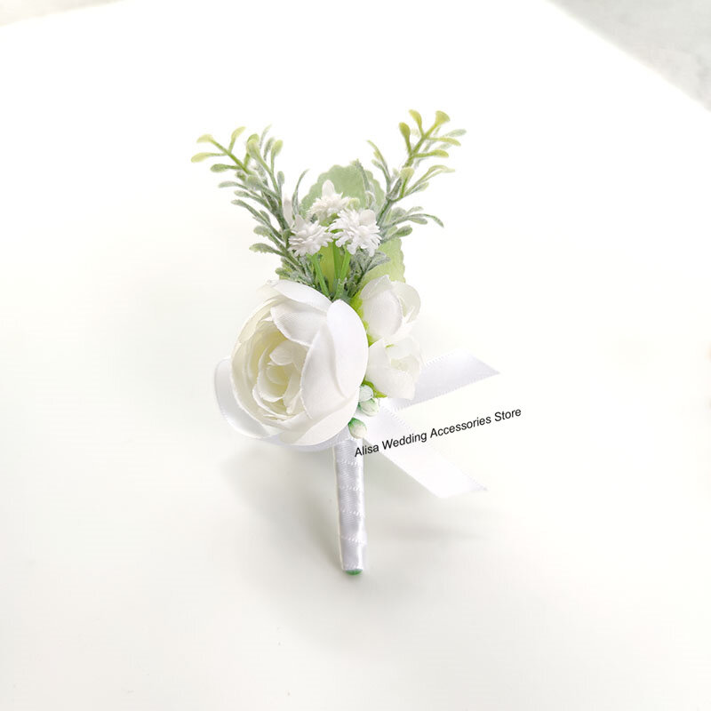 Bouton Corsage Hochzeit Zubehör Brautjungfer Künstliche Blume Seide Rose Männer Brosche Blumen Anzüge Pins Ehe Dekoration