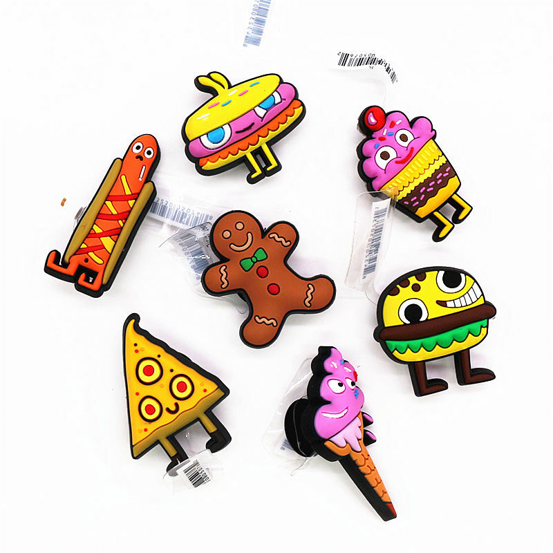 1pcs Cartoon Foods Shoe Charms Cute Sandwich Ice Cream Hot Dog PVC Shoe Accessories Decoraciones for Croc Buckle jibz Kids Gifts