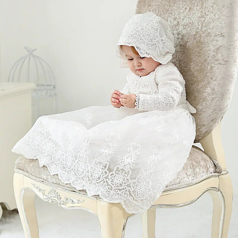 Бальное платье Hetiso для маленьких девочек, с длинным рукавом, для первого дня рождения, платья для крещения, подружки невесты, на Возраст 3-24 месяца