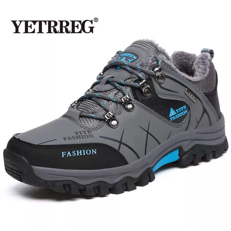 Brand Men Winter Snow Boots Warm Super Men High Quality Waterproof Leather Sneakers Outdoor Male Hiking Boots Work Shoes 39-47