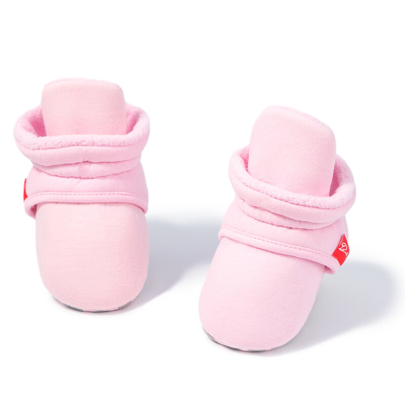 KIDSUN Sepatu Kaus Kaki Bayi Perempuan Sepatu Bayi Laki-laki Musim Gugur Musim Dingin Sol Katun Warna Polos Sepatu Buaian Balita Datar Antiselip untuk Pertama Berjalan