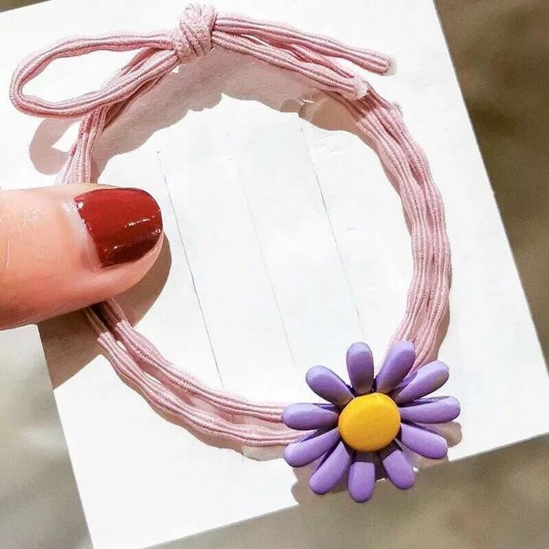 Hair Ring Washable Eye-catching Resin 3D Flower Elastic Hair Ties for Kids