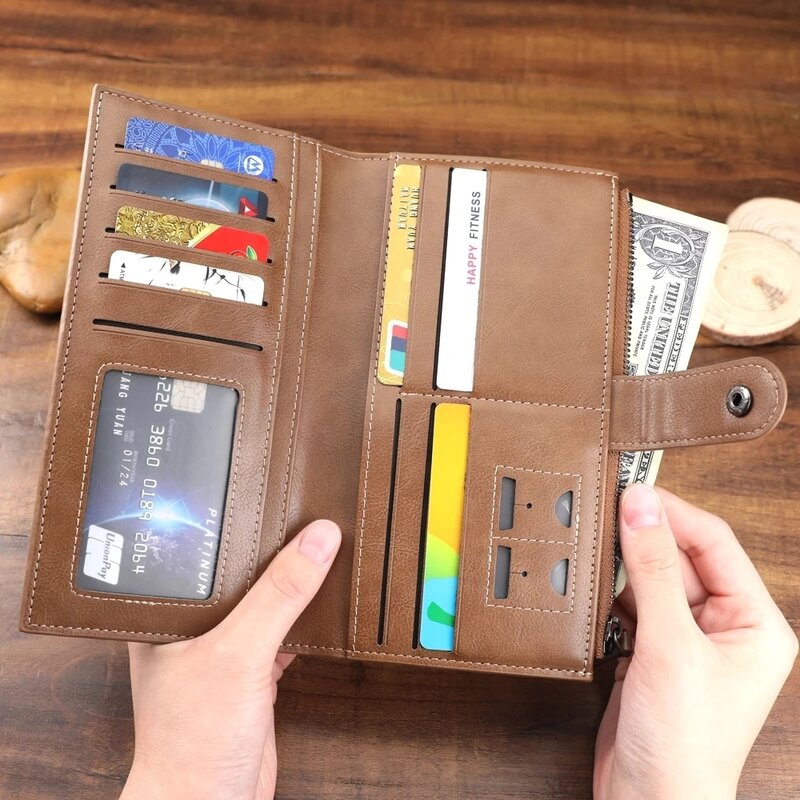Niestandardowe skórzane multi-card Bit zamek błyskawiczny portfel Casual Retro portfel męski DIY zdjęcie na zamówienie prezent grawerowane portfele dla mężczyzn