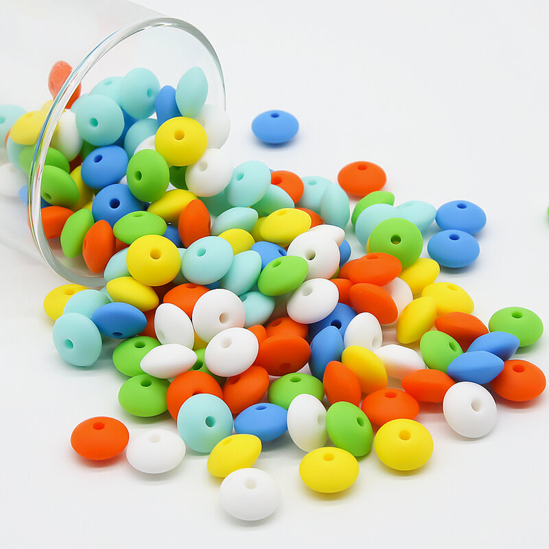 Cute-idea – perles de lentilles en Silicone pour bébé, 100 pièces, boulier pour bébé, perles de dentition, sucette pour bébé, chaîne, jouets de soins, accessoires cadeau