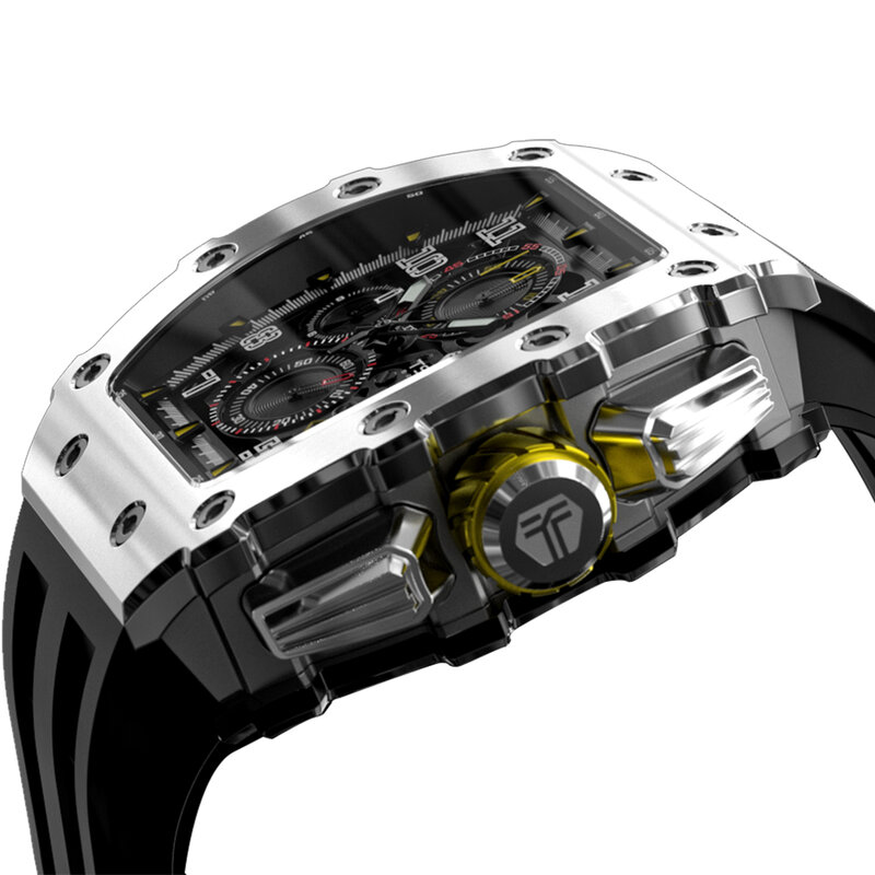 TSAR BOMBA Watch for Men Luxury Brand Tonneau Design Waterproof Clock Stainless Steel Wristwatch Fashion Rectangle Mens Watch