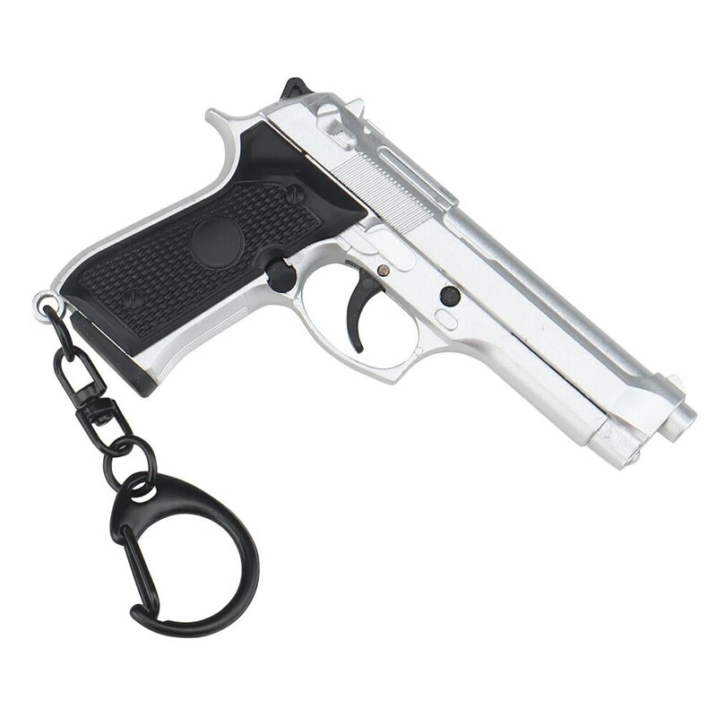 M92 1:4 Model Sleutelhangers Tactical Pistol Vorm Decoratieve Plastic Sleutelhanger Houder Beweegbare Hendel En Tijdschrift