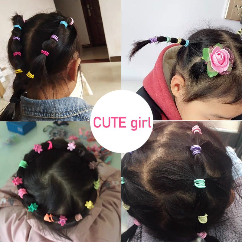 Baru 100 Buah/Lot Pita Rambut Anak Perempuan Warna Permen Elastis Karet Gelang Rambut Anak Bayi Ikat Kepala Ikat Rambut untuk Rambut