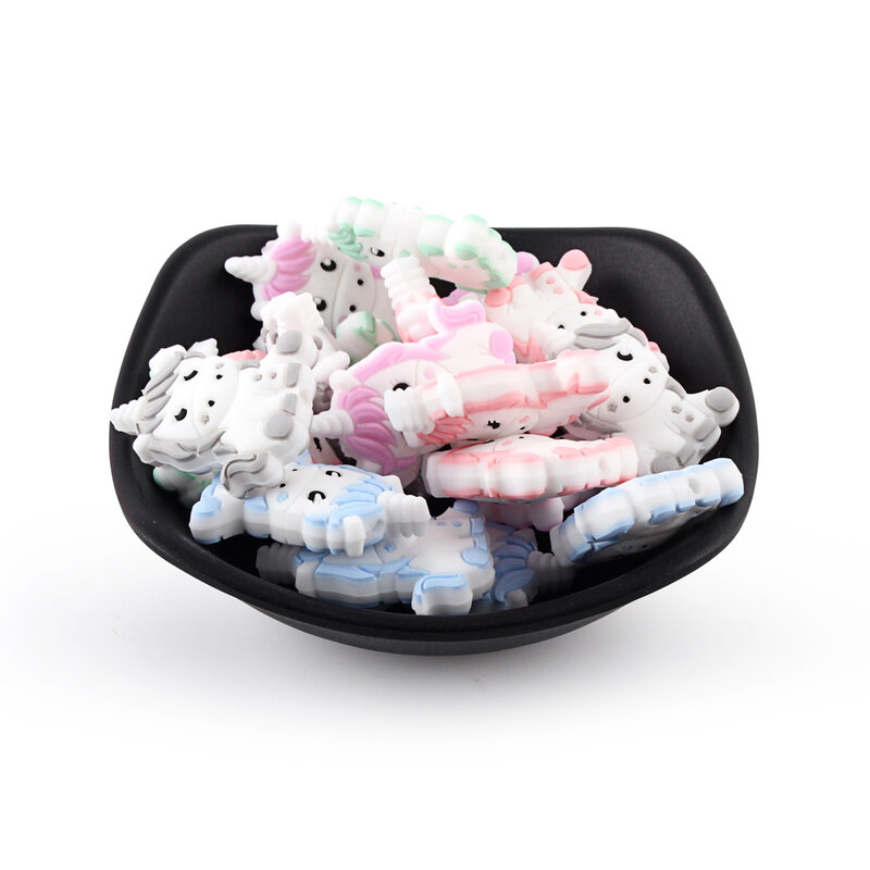 Perline per bambini in Silicone unicorno 5/20/50/100 pz cartone animato animale ciuccio fai da te manichino gioielli sensoriali regalo giocattolo accessori dentizione perla