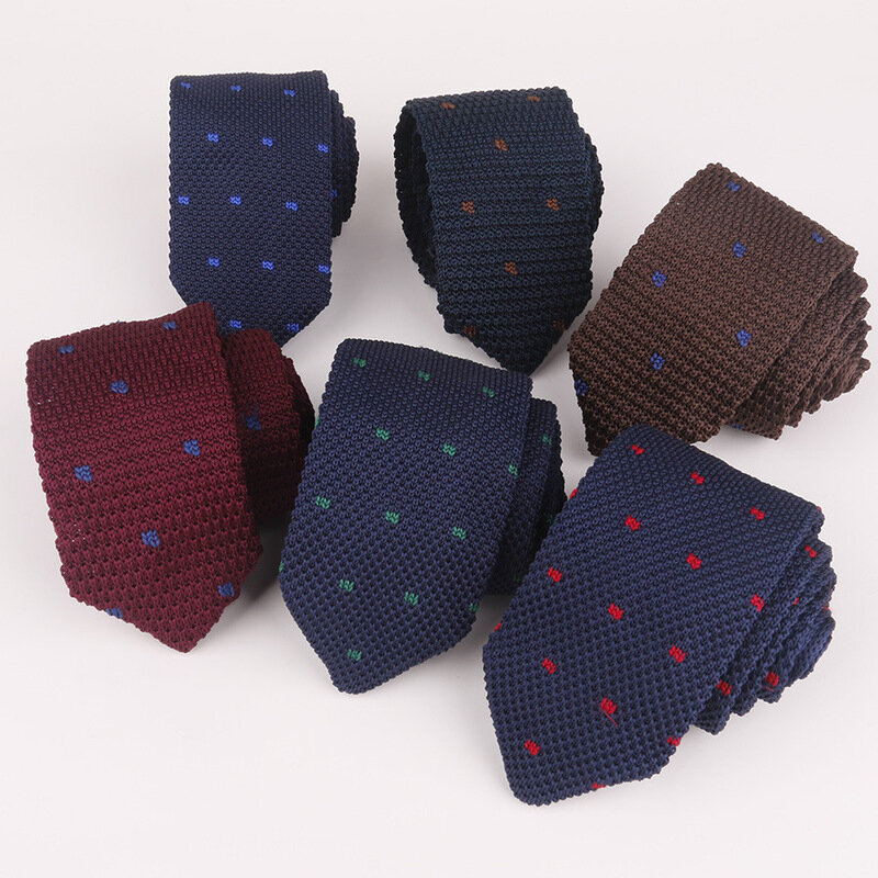 Cravate tricotée en laine pour hommes, de haute qualité, 148-6cm, cravate à pois, Jacquard tissé, Gravata, accessoire d'affaires, vêtements de cou
