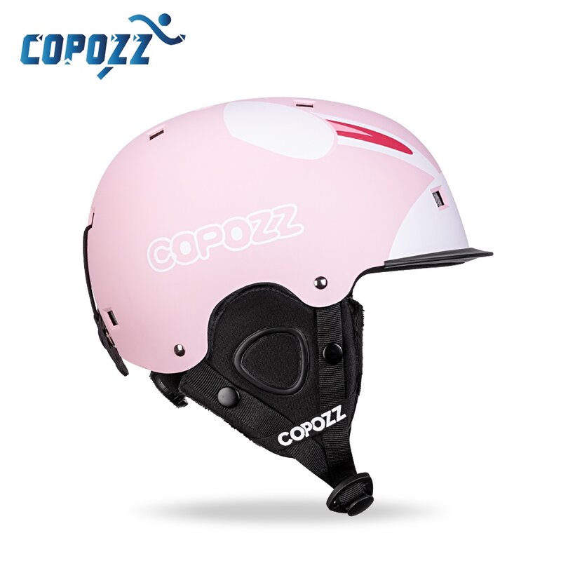 COPOZZ-일체형 만화 어린이 스키 헬멧, 야외 스포츠 보호 스노우보드 헬멧, 여성 스키 장비