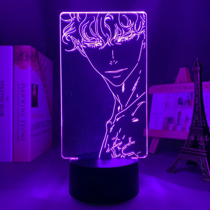 Anime 3d lampada cara porta Cain per la decorazione della camera da letto luce notturna regalo di compleanno Manga Room Desk Led Light Cain cara porta