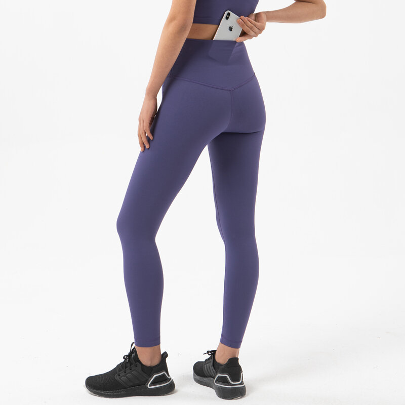 SOISOU Nylon Yoga Pants Gym Leggings Women Girl Fitness Soft Tights High Waist Elastic Breathable No T Line Sports Pants