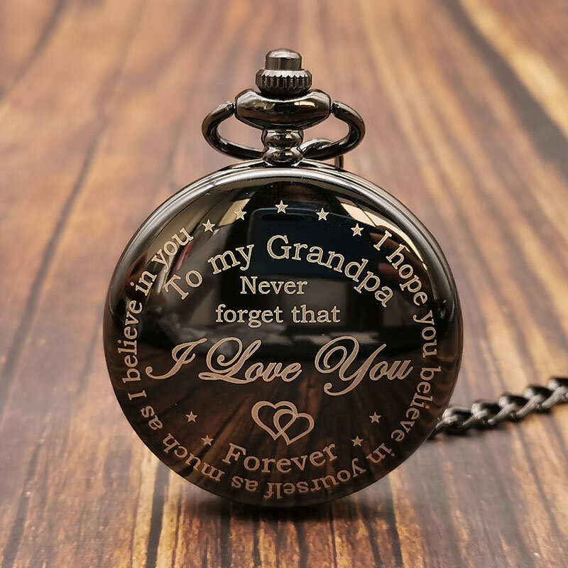 Para o meu avô Quartz Pocket Watch EU TE AMO PARA SEMPRE Gravado Colar Cadeia Relógio Relógios De Bolso Avô Presente De Aniversário
