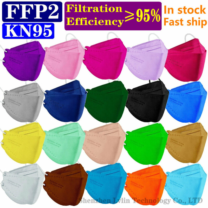 KN95 FFP2 CE 80 stampa unica bellezza maschera di pesce all'ingrosso Mascarillas respiratore protettivo antiappannamento maschere colorate per adulti