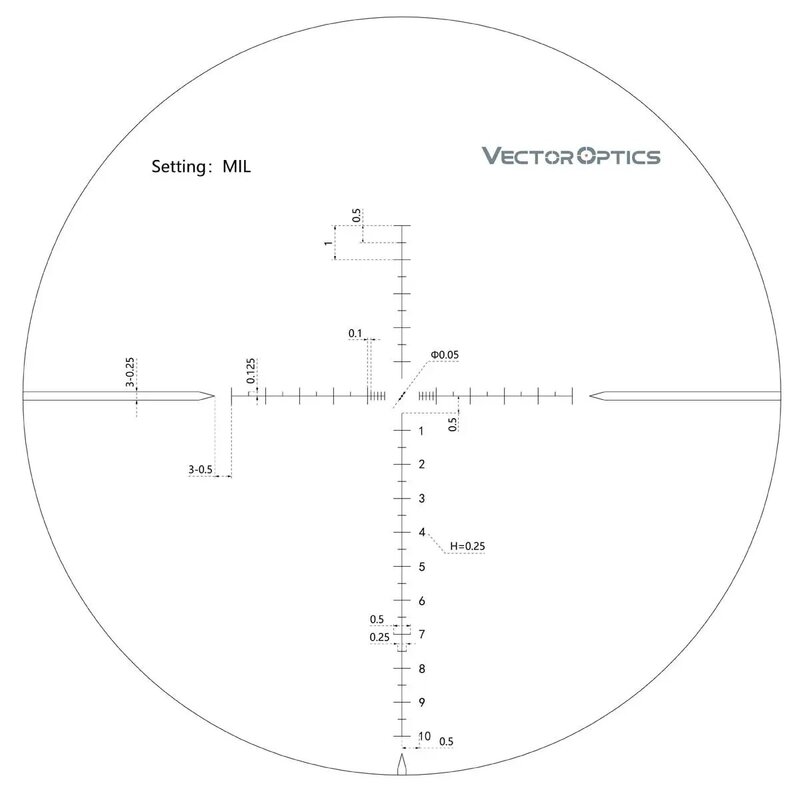 Richtkijker Vector Optics Orion 4-16x44 SFP met 1/10 MIL Torentjevergrendeling, Richtkijker voor Scherpschuttersschieten, Geschikt voor 5.56 7.62 .308win