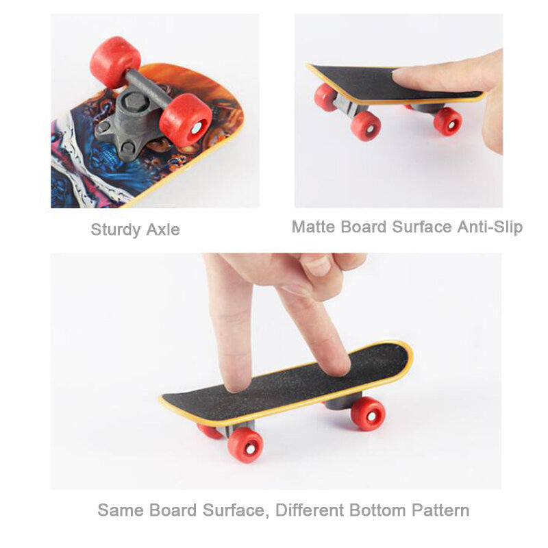 Fingerboard Mini Skate Deck, Liga, Plástico, Antistress, Suporte Técnico, Painel Desktop, Não Formação Brinquedos, 3 Pcs