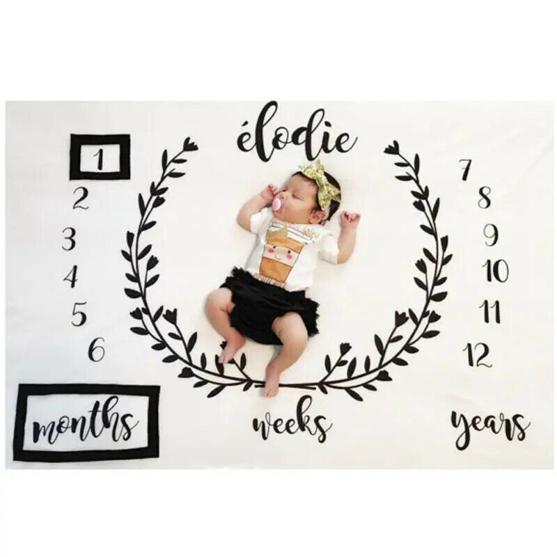 NEW Baby Monthly Growth Milestone Blanket photography props Newborn Background Cloth Commemorate Rug Girls Blanket Kids Shooting