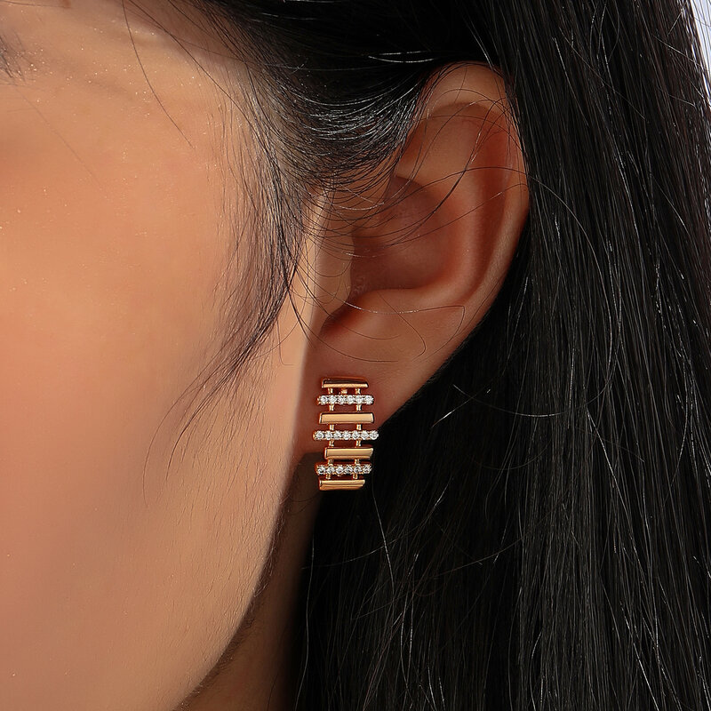 Hanrelhe orecchini a bottone Color oro gioielli Vintage di alta qualità accessori per feste di matrimonio orecchini in rame con zirconi naturali regalo per ragazza