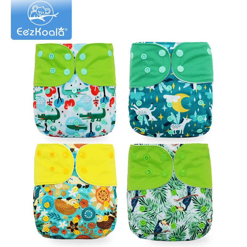 EezKoala 4 pz/set pannolini di stoffa ecologici pannolini di stoffa lavabili a rapida asciugatura pannolini riutilizzabili per bambini