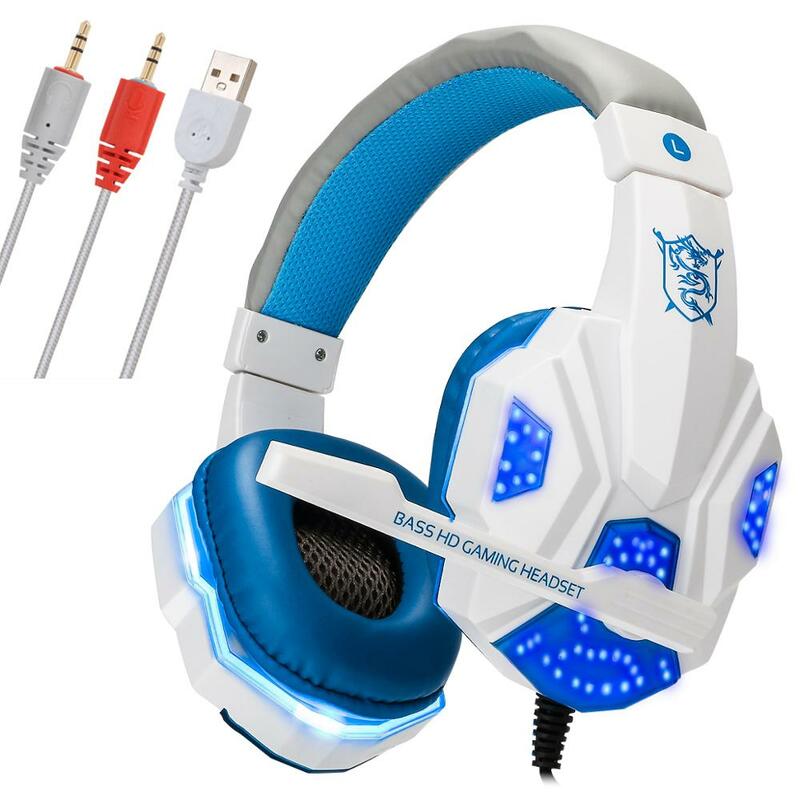 LED lumières casque de jeu pour ordinateur portable stéréo Surround son suppression du bruit filaire Gamer casque avec micro auriculares