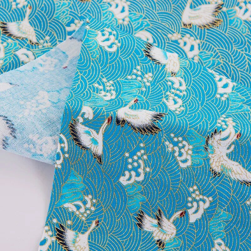 Tecido japonês colorido de bronze azul algodão, pano impresso para tecido têxtil quimono, bonecas de costura e material de retalhos