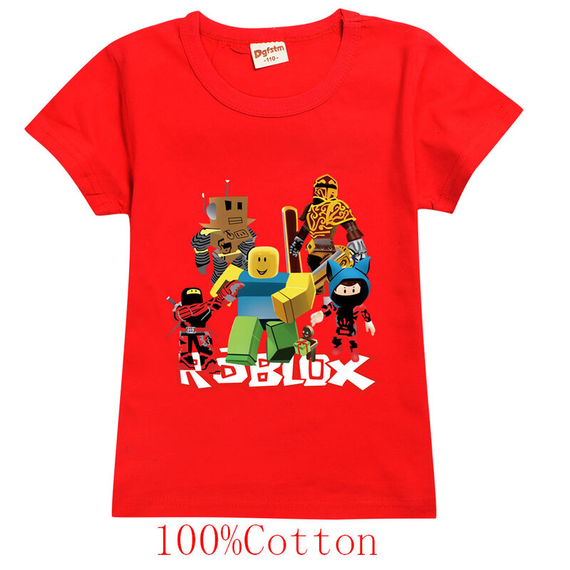Letnia koszulka dziecięca z krótkim rękawem Robloxing wzór kreskówki dla chłopców i dziewcząt dzieci Sport topy odzież dziecięca dla nastolatków