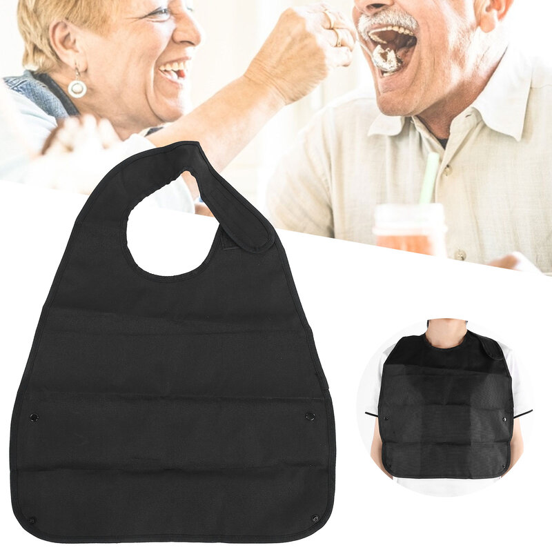 Adult Bibs Waterproof Soft Apron Adult Bibs Long Clothing Protector Elderly dinner Feeding Bib Daily Necessities Wearable Black