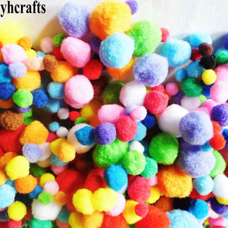 50PCS Mix size pompom  pom-poms Crafts material Doll accessories Early learning educational toys Kindergarten activity items OEM