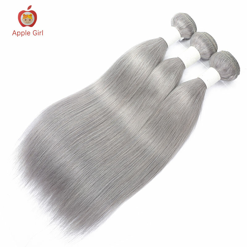 Tecido brasileiro 100% natural cor cinza prata reta, 1 ou 3 ou 4 pacote, de 12 a 30 polegadas