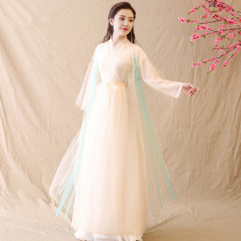 Vestido antigo chinês para mulheres, elegante vestido de dança tradicional hanfu