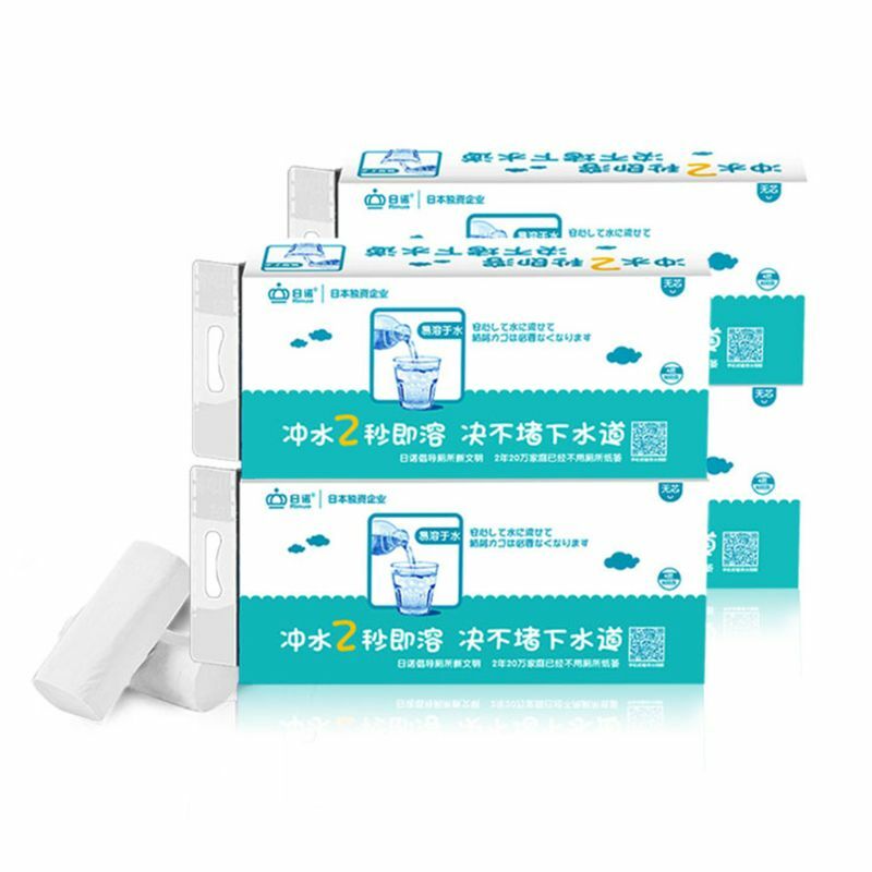 Papel higiénico ultra luxuoso do banheiro-10 rolos, papel higiénico solúvel em água gravado de 4 camadas, tissu facial descartável portátil