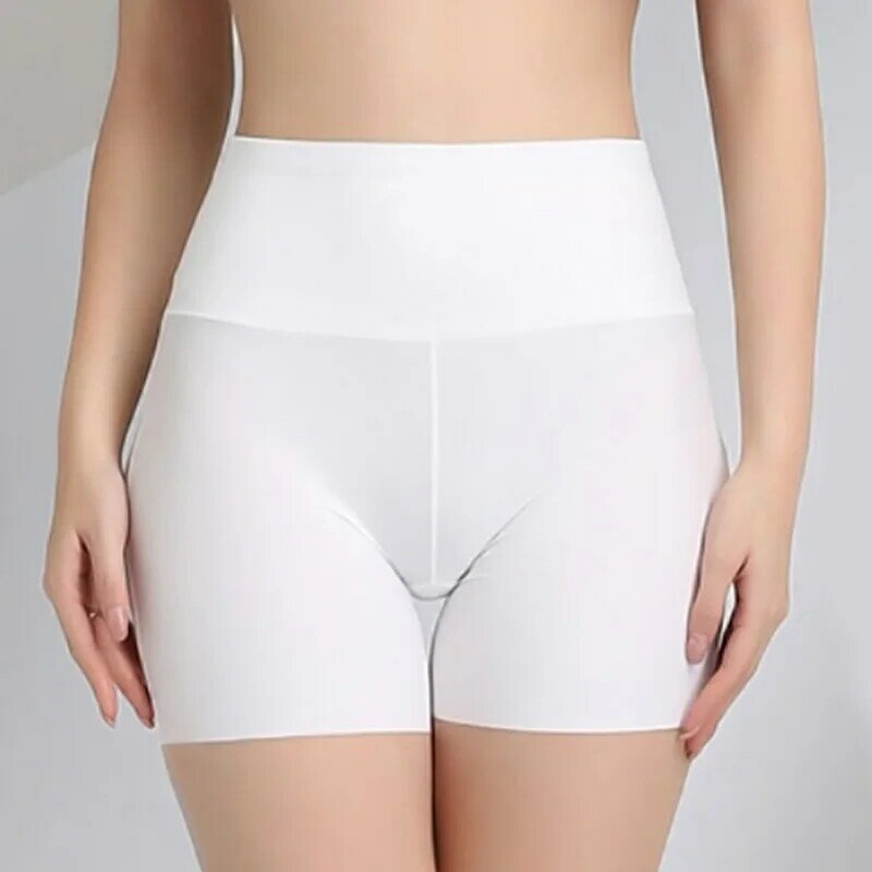 Letnie damskie spodnie spodenki zabezpieczające bezszwowe cienkie lodowy jedwab majtki z wysokim stanem bezszwowe nieopróżniane bielizna dla dziewcząt chłopięce