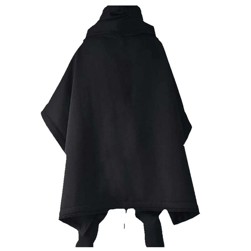 Men's Autumn Woolen Jackets Fashion Mid Long Bat Sleeve Cape Cloak Hoodies Coat Male Personality Shawl Men Woolen Jackets Tops