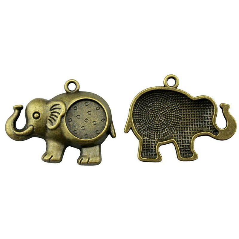 Elefante estilo cabochão pingente, bronze antigo banhado a jóias, estilo antigo, 15mm, 4pcs