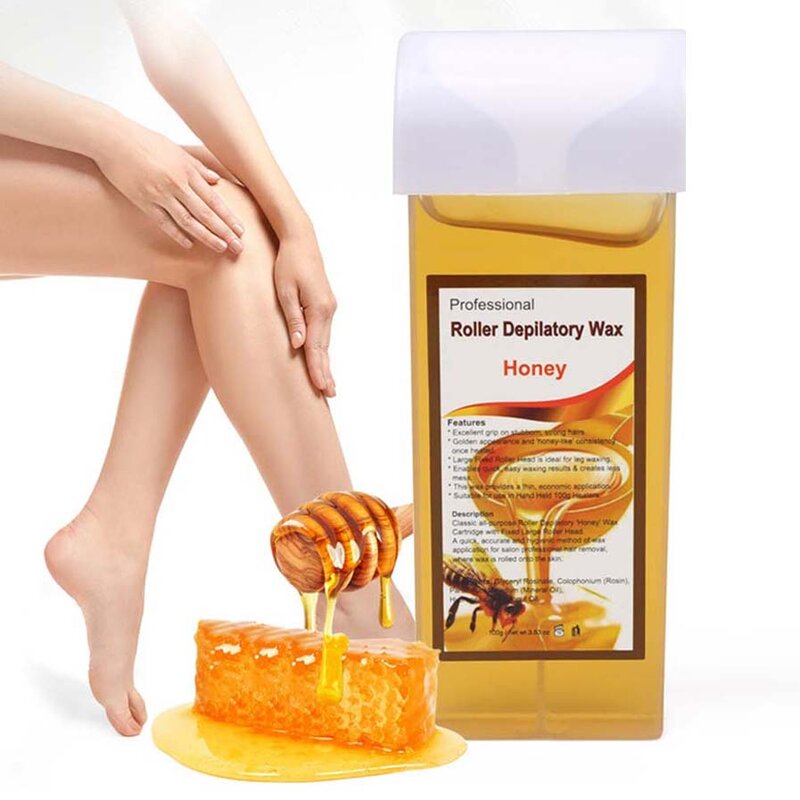 Crème dépilatoire à la cire d'abeille pour homme et femme, 100g, avec cartouche, pour une épilation optimale