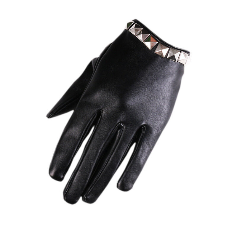 New Winter Women Rivet Stage Performance Personality Pole Dance Gloves Nightclub Punk Hip Hop Queen Keep Warm Touch Screen
